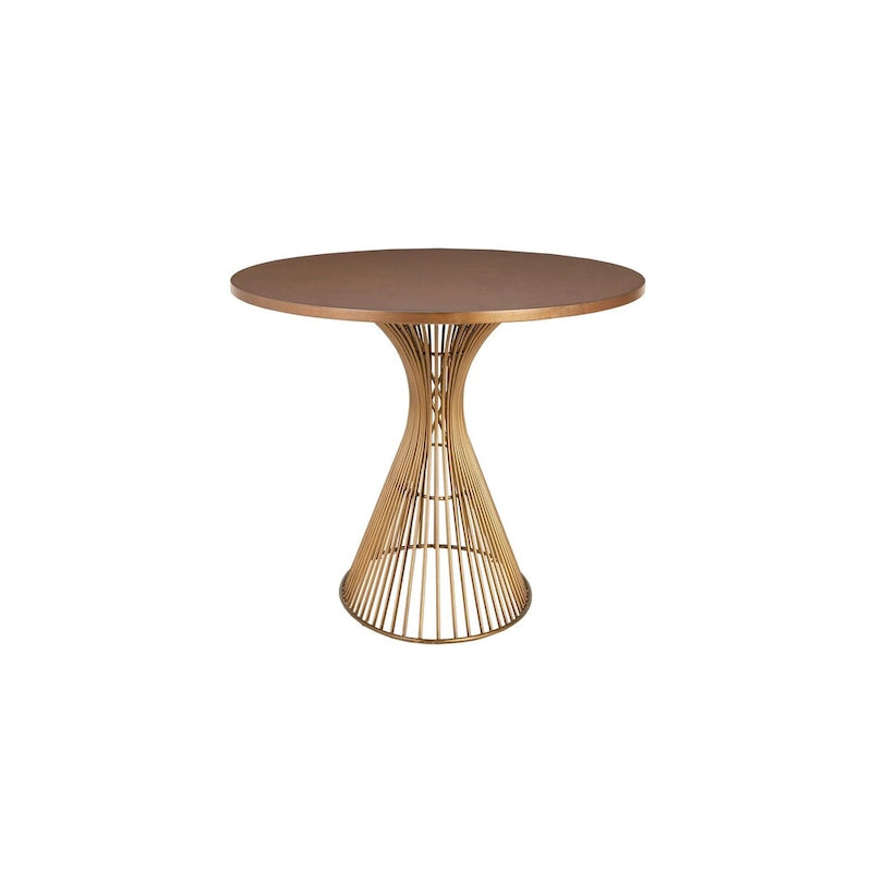 Table à manger ovale en bronze Mid-Century Modern avec piètement en métal – Plateau en MDF plaqué bois de 172 cm, 6 places