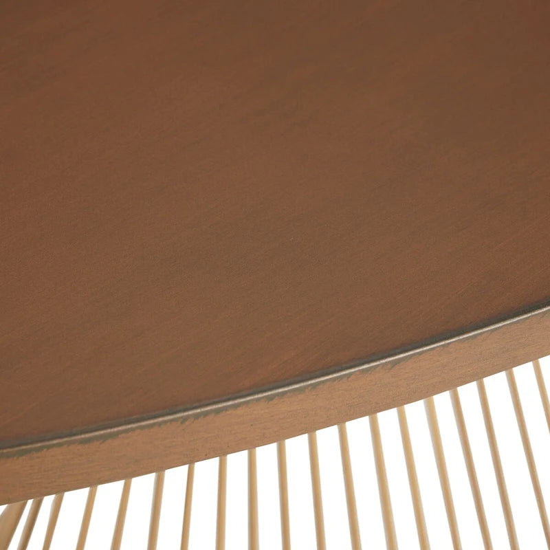 Table à manger ovale en bronze Mid-Century Modern avec piètement en métal – Plateau en MDF plaqué bois de 172 cm, 6 places