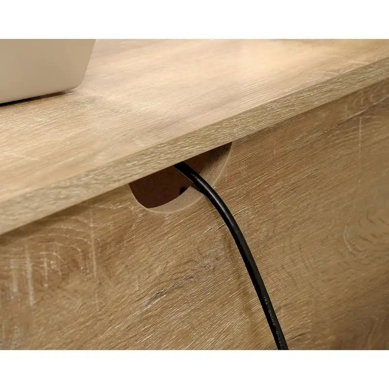 Bureau d'ordinateur à double piédestal avec 3 tiroirs, rangement de dossiers et étagère réglable – Chêne Orchard
