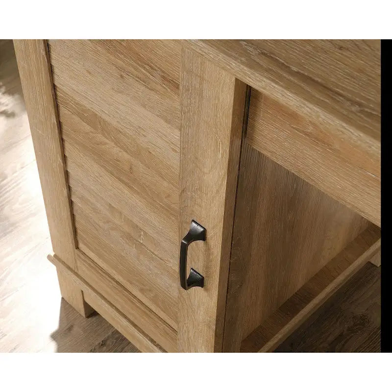 Bureau d'ordinateur à double piédestal avec 3 tiroirs, rangement de dossiers et étagère réglable – Chêne Orchard