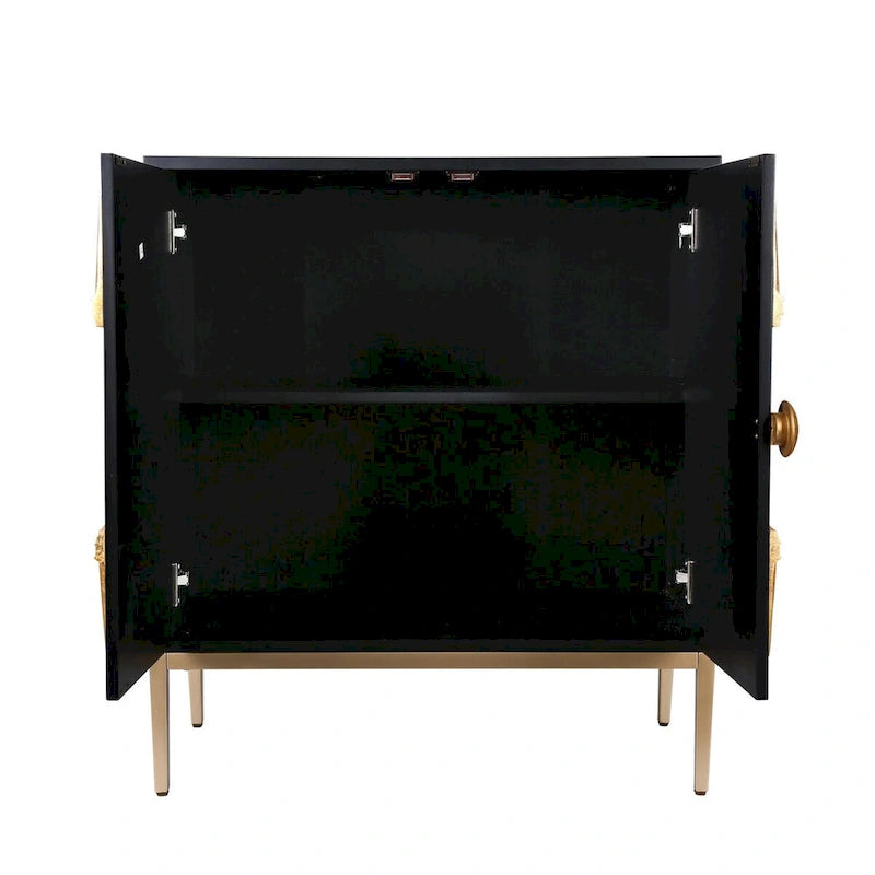 Buffet de salle à manger avec 2 portes et rangement, bahut effet soleil pour salon